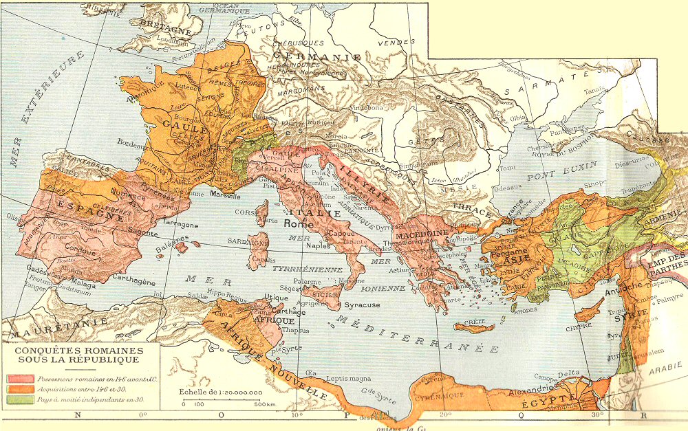 Carte des conqêtes de  la république romaine.