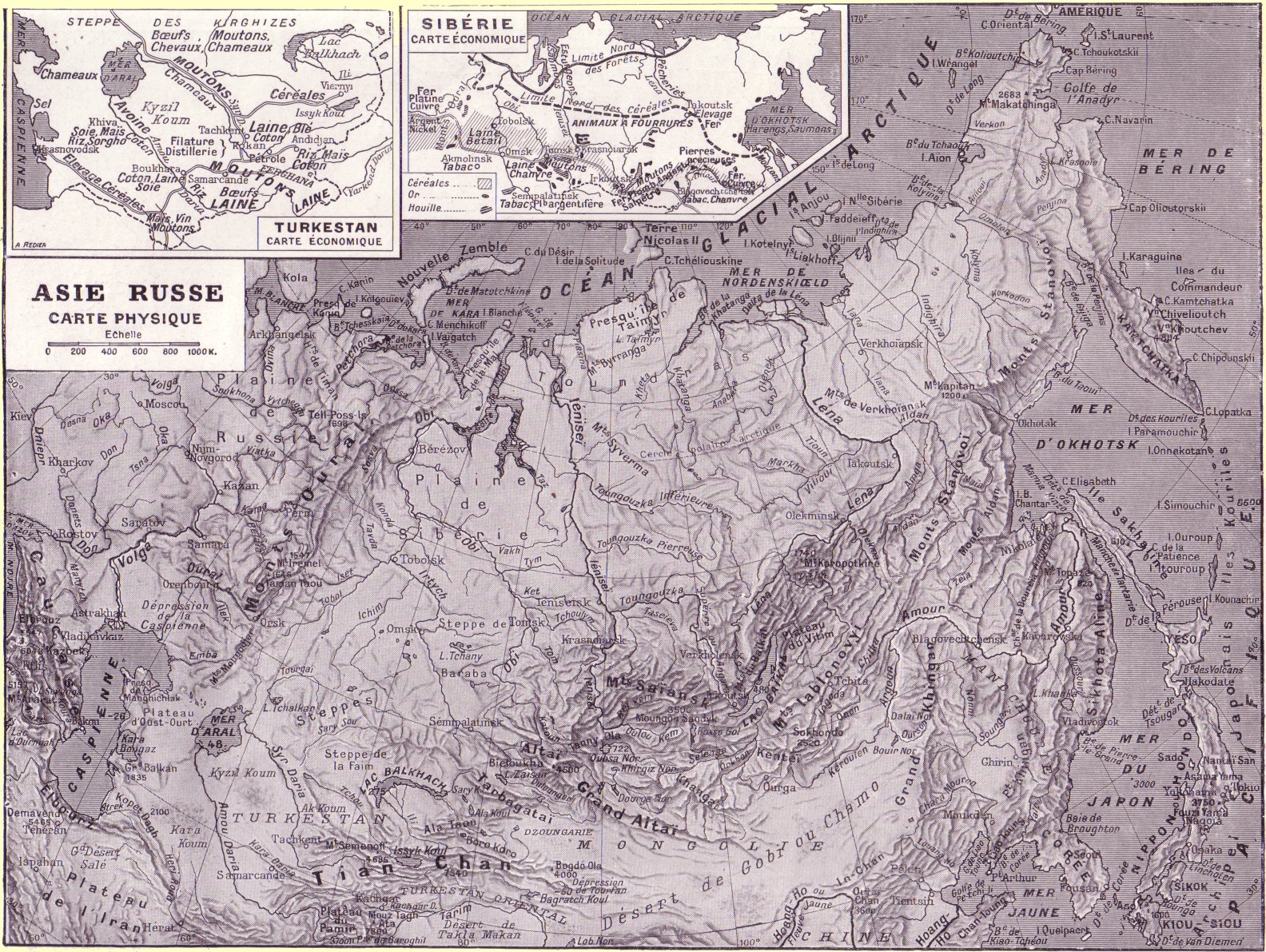 carte de la Sibrie, du Turkestan et de l'Asie Orientale.