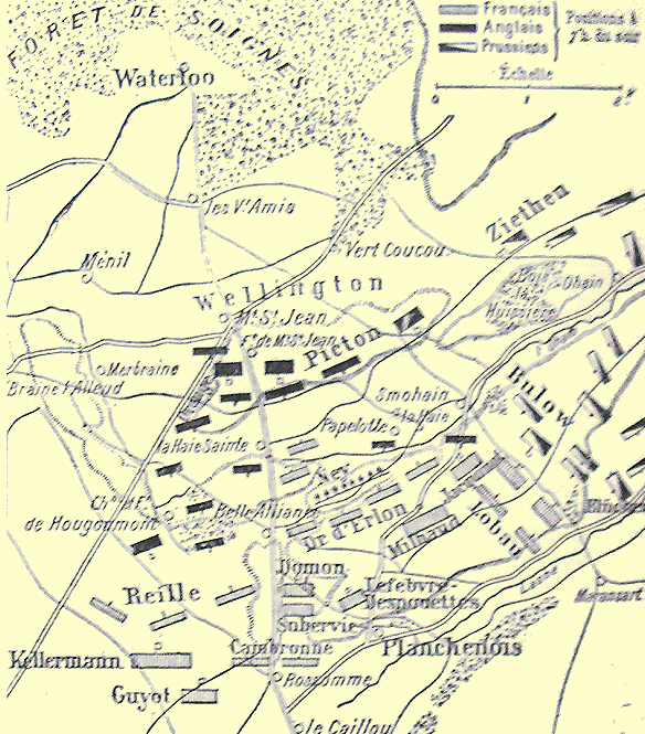 Plan de la bataille de Waterloo.