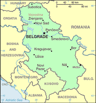 Carte de la Serbie.