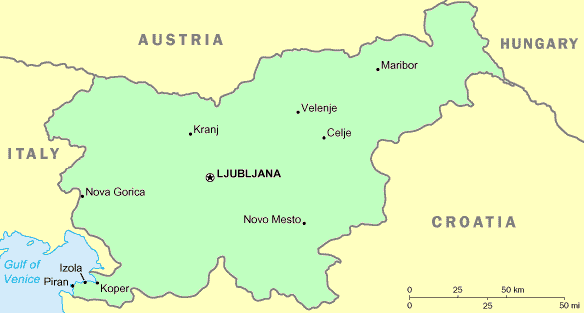 Carte de la Slovénie.