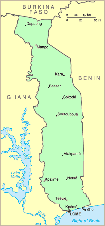 Carte du Togo.