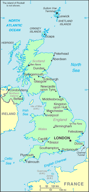 Carte du Royaume-Uni.