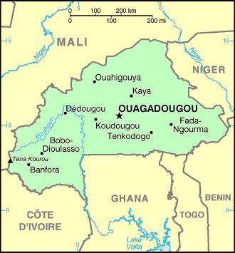 Carte du Burkina Faso.
