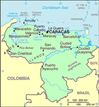 Carte du Venezuela.