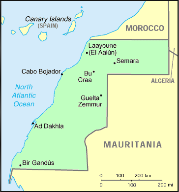 Carte du Sahara occidental.