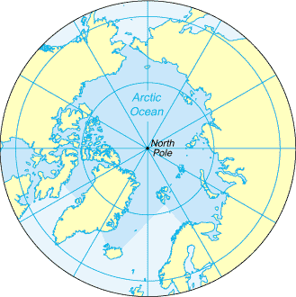 Carte de l'Océan Arctique.