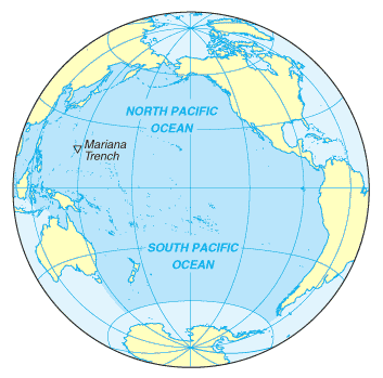 Carte de l'océan Pacifique.