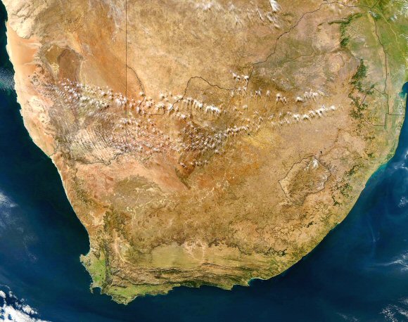 L'Afrique du Sud depuis l'espace.