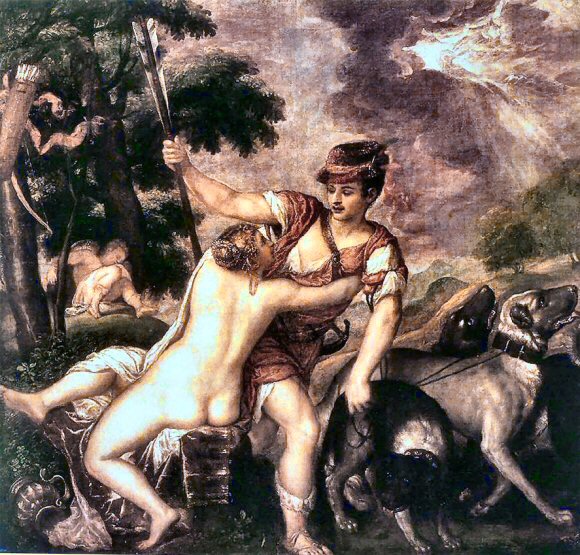 Titien : Aphrodite tentant de retenir Adonis.