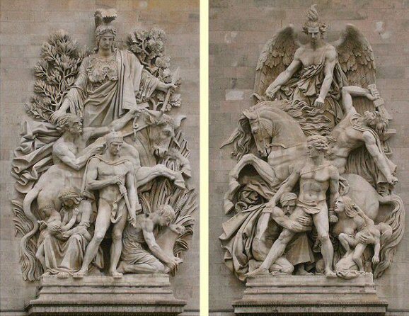Arc de Triomphe : la Résistance et la Paix, groupes sculptés par Antoine Etex.