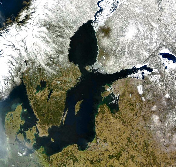La mer Baltique depuis l'espace.