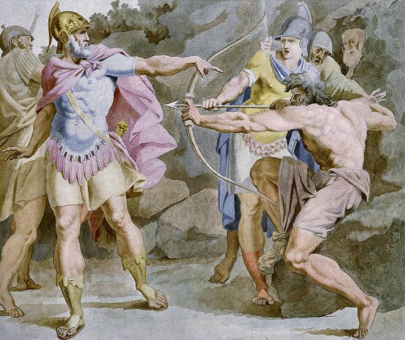 Carstens : Philoctte pointant l'arc d'Hracls sur Ulysse.