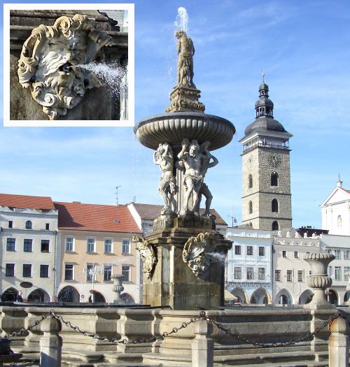 Ceske Bujedovice : la fontaine Samson.