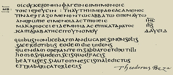 Codex Bezae : Manuscrit bilingue grec-latin des Evanfiles.