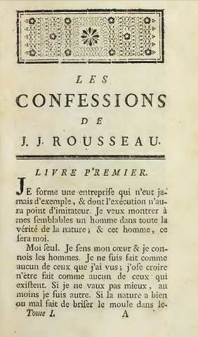 Rousseau : Confessions et rêveries d'un promeneur solitaire (première page).