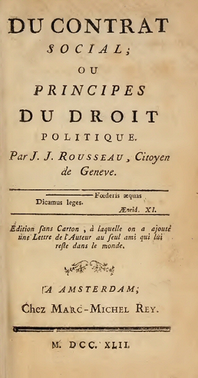 Rousseau : le Contrat social (frontispice).