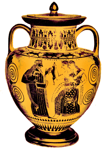 Dionysos et deux Ménades.