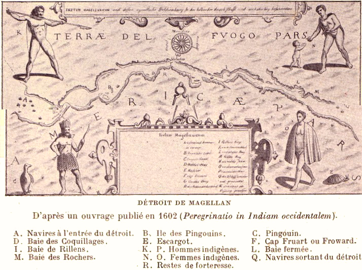 Ancienne carte du Détroit de Magellan.