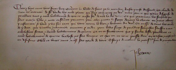 Lettre de Jeanne d'Arc aux habitants de Riom.