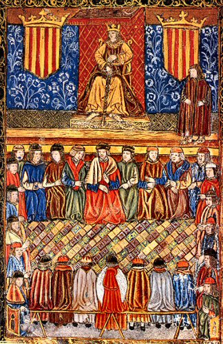 Ferdinand II devant les Cortès catalanes.