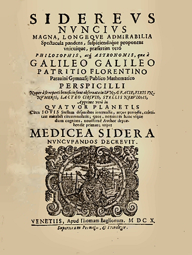 Galile : Sidereus Nuncius.