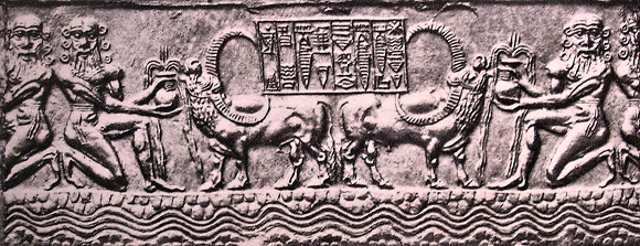 Gilgamesh et un taureau.