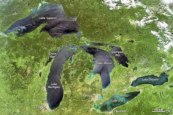 La rgion des Grands Lacs (Etats-Unis et Canada).