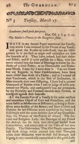 Page du Guardian (mars 1713).