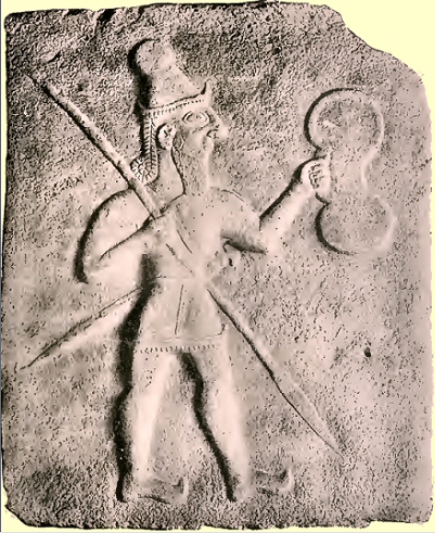 Guerrier hittite (bas-relief sur du basalte).