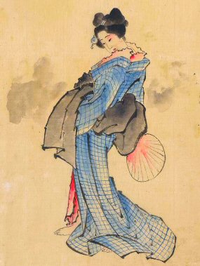 Hokusai : femme  l'ventail.