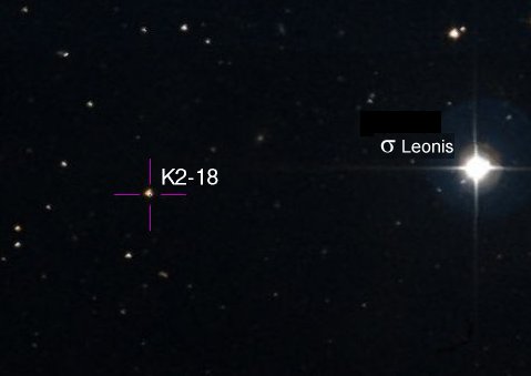 l'étoile K2-18, près de Sigma Leonis.