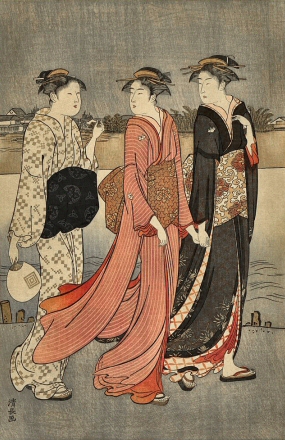 Kiyonaga : Femmes au bord d'une rivière.