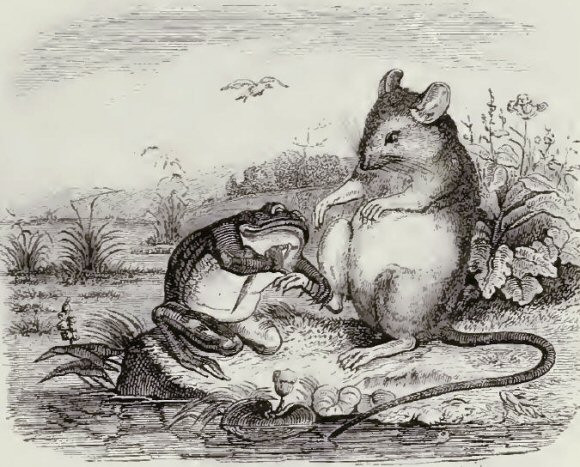 Grandville : illustration d'une fable de La Fontaine.