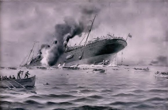 Le torpillage du Lusitania.