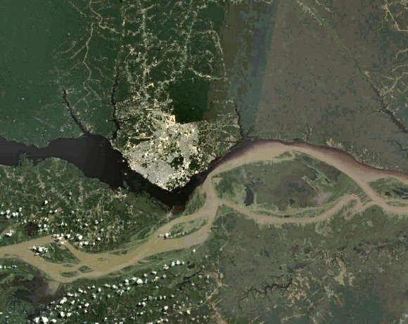 Manaus : le Rio Negro et l'Amazone.