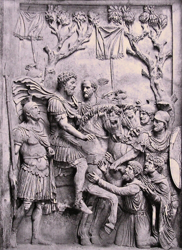 Marc-Aurèle sur un bas-relief.