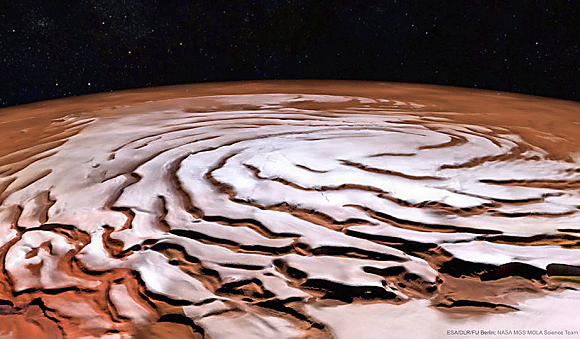 Mars : calotte polaire boréale.