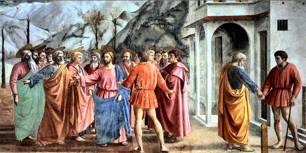 Le Christ ordonnant à saint Pierre de payer le tribut, par Masaccio.