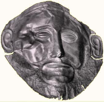 Mycènes : masque mortuaire (musée d'Athènes).