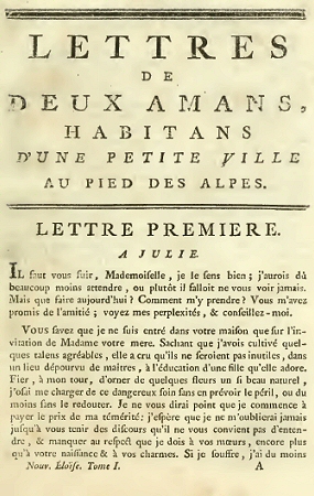 Rousseau : Nouvelle Héloïse (première page).