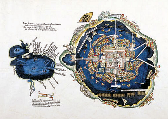 Plan espagnol de Tenochtitlan.