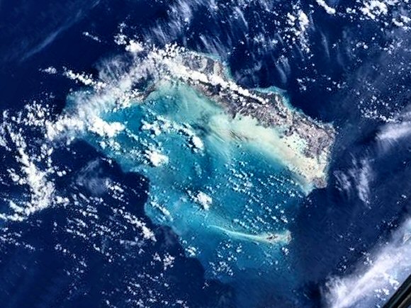 Les les Turk et Caicos vues depuis une navette spatiale.