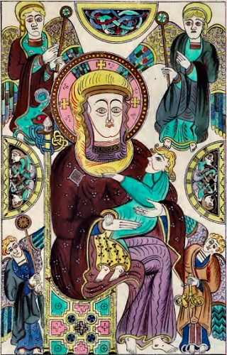 Livre de Kells : la Vierge et Enfant.