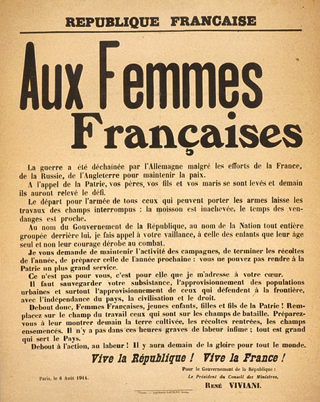 Appel aux femmes franaises (6 aot 1914).