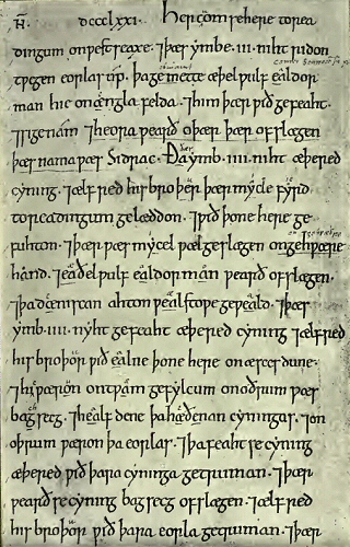 Manuscrit d'une chronique anglo-saxonne.