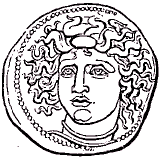 Méduse sur une monnaie grecque.