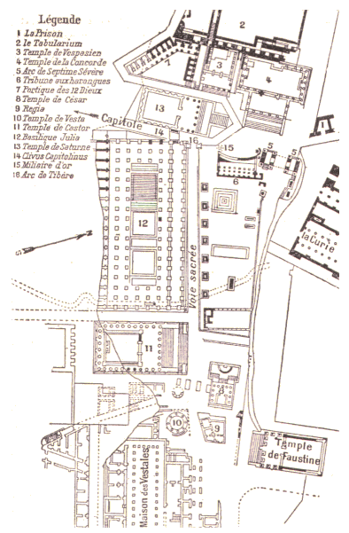 Plan du Forum de Rome.